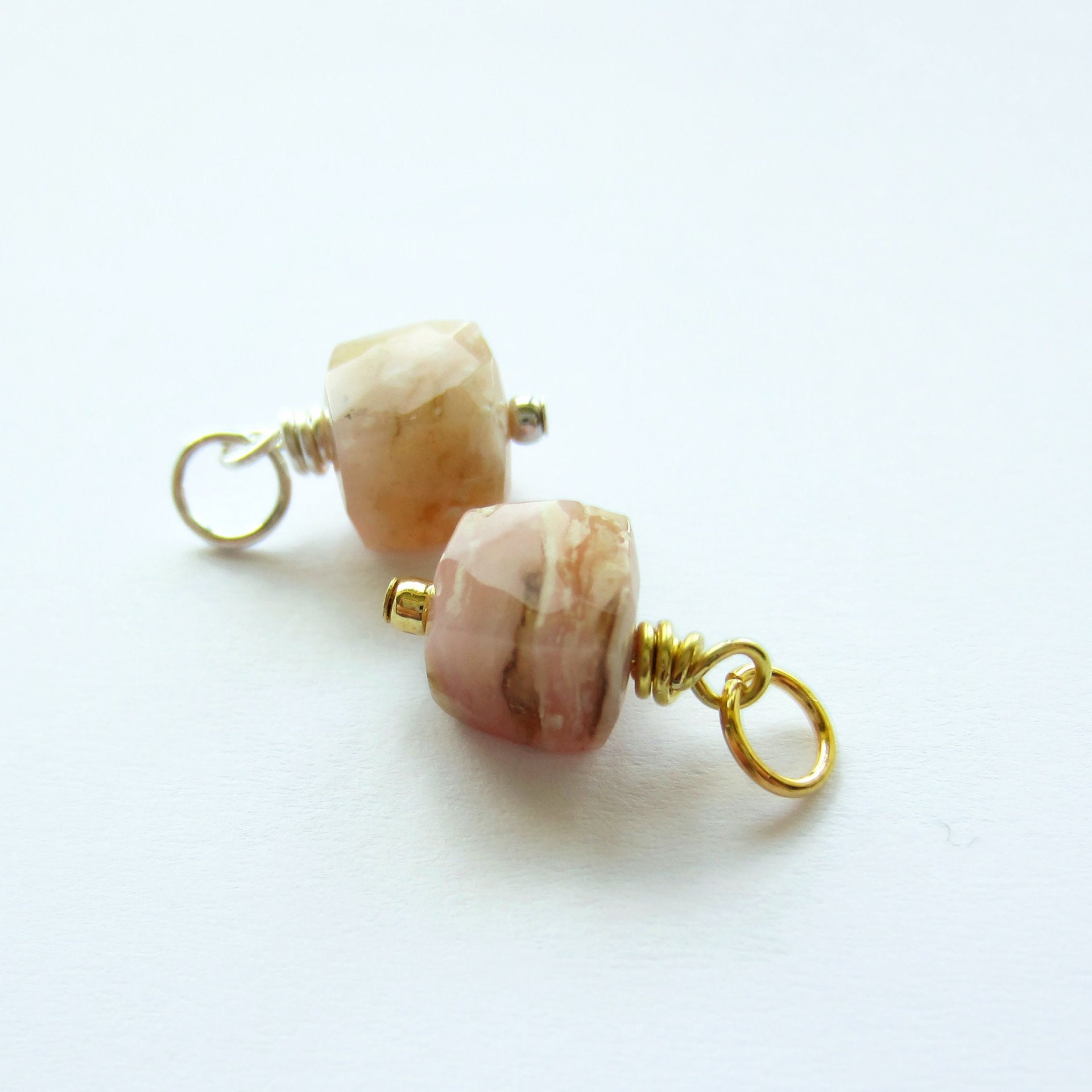 Rustic Peruvian Pink Opal Gemstone Charm ~ October Birthstone ~ Handmade by The Tiny Tree Frog Jewellery