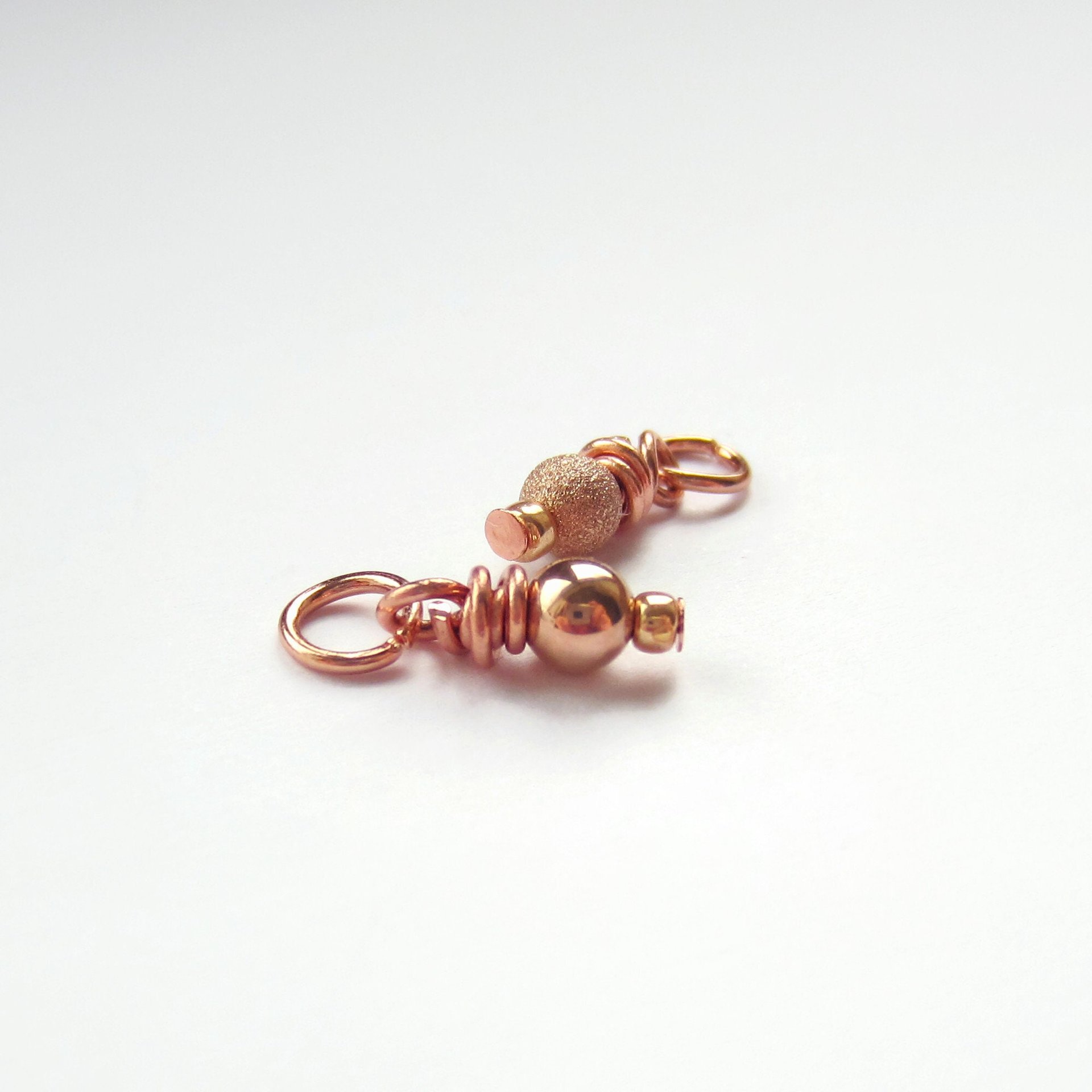 14K Rose Gold Filled Wire Wrapped Bead Charm ~ Shiny or Frosted Stardust Finish ~ Handmade by The Tiny Tree Frog Jewellery