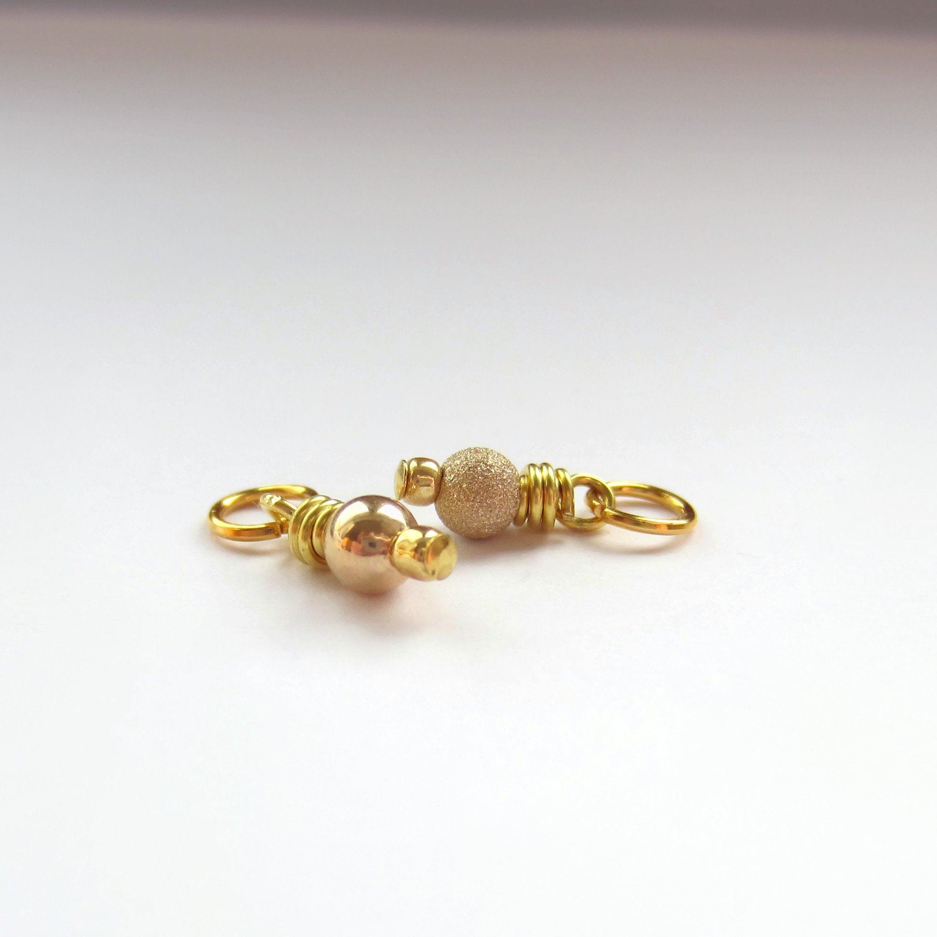 14K Gold Filled Wire Wrapped Bead Charm ~ Shiny or Frosted Stardust Finish ~ Handmade by The Tiny Tree Frog Jewellery