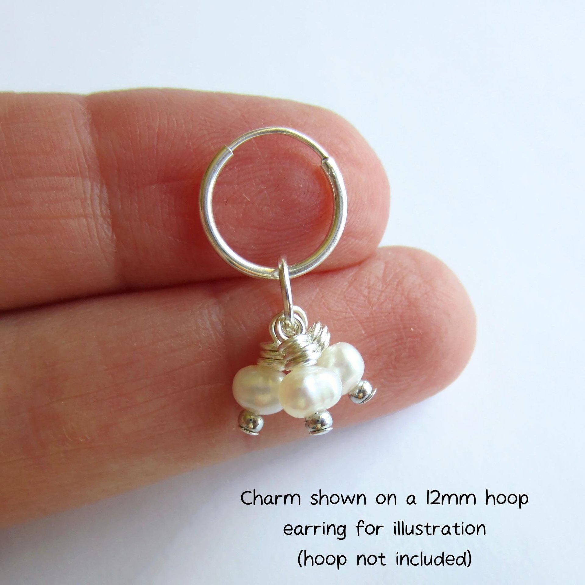 Freshwater Pearl Triple Cluster Charm ~ June Birthstone ~ Handmade by The Tiny Tree Frog Jewellery