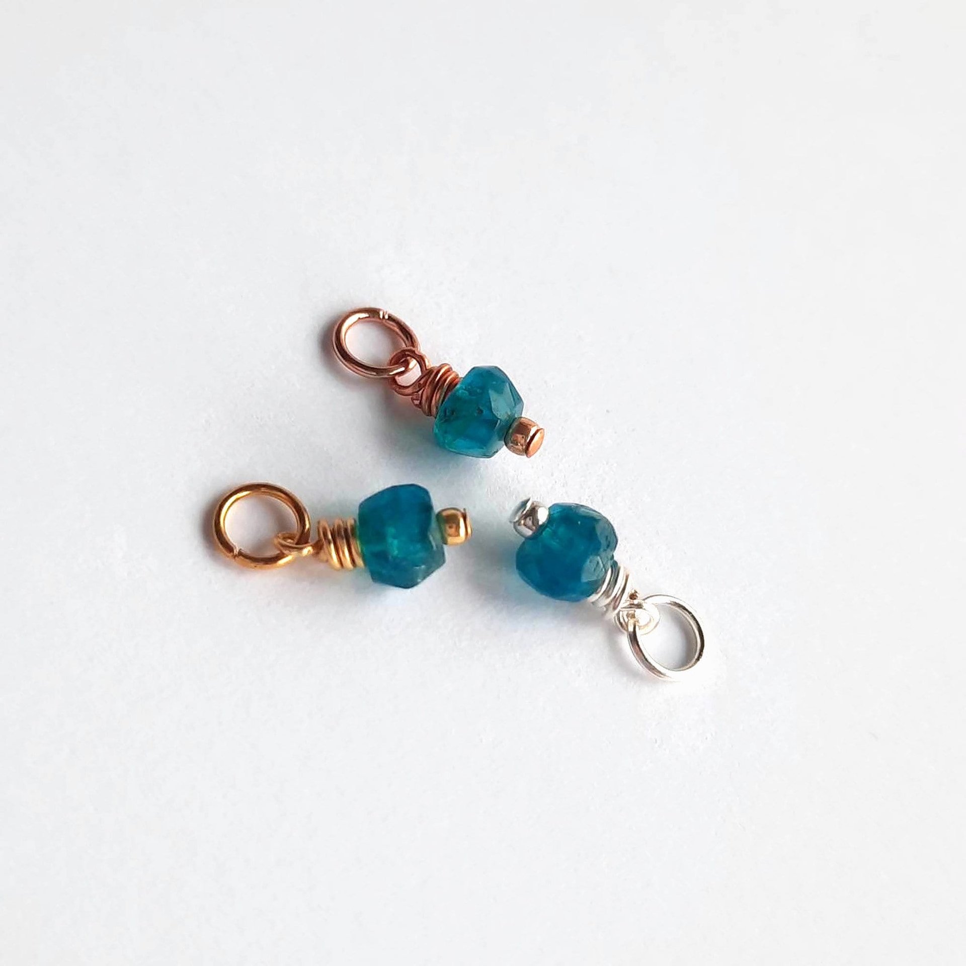 Neon Apatite Gemstone Charm ~ Handmade by The Tiny Tree Frog Jewellery