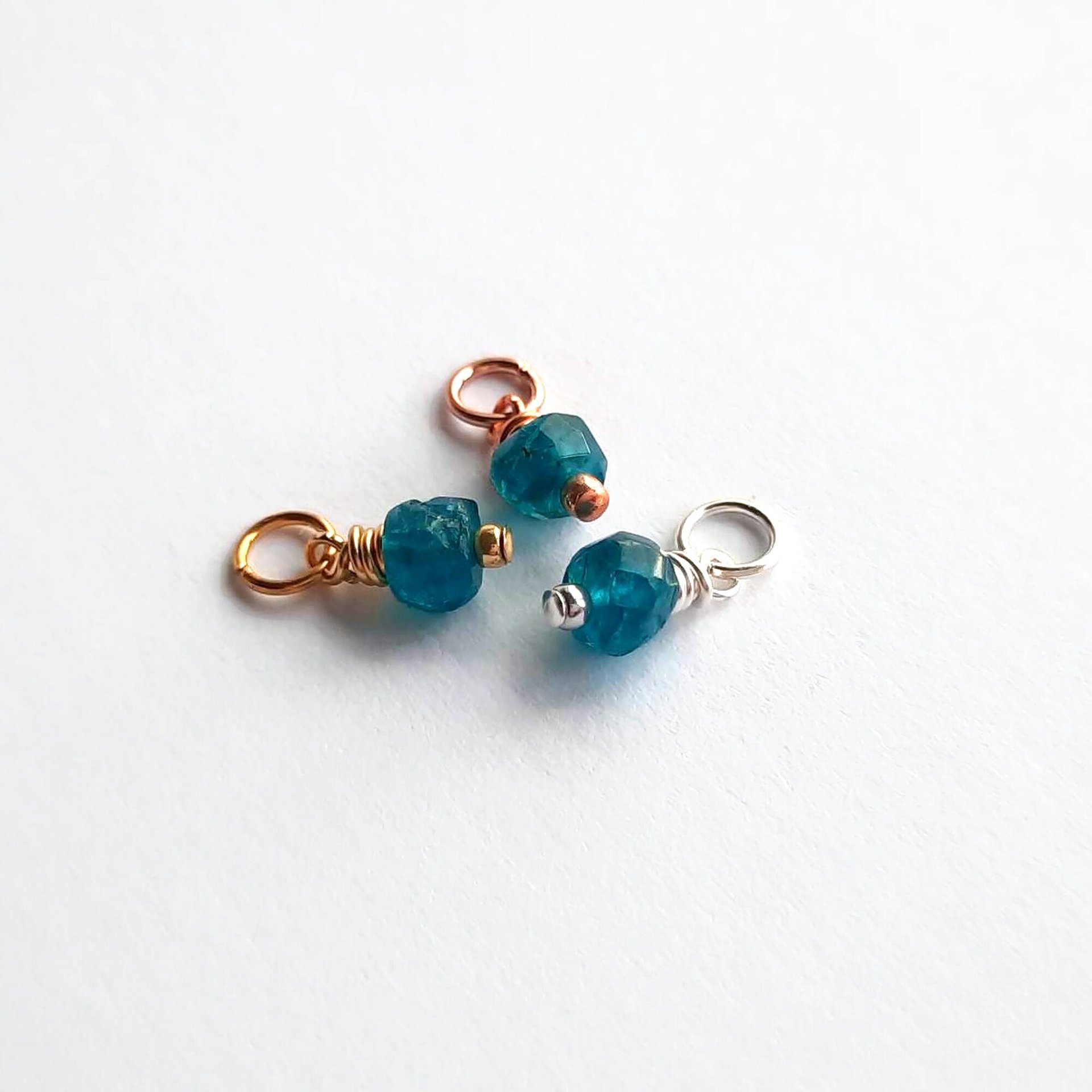 Neon Apatite Gemstone Charm ~ Handmade by The Tiny Tree Frog Jewellery