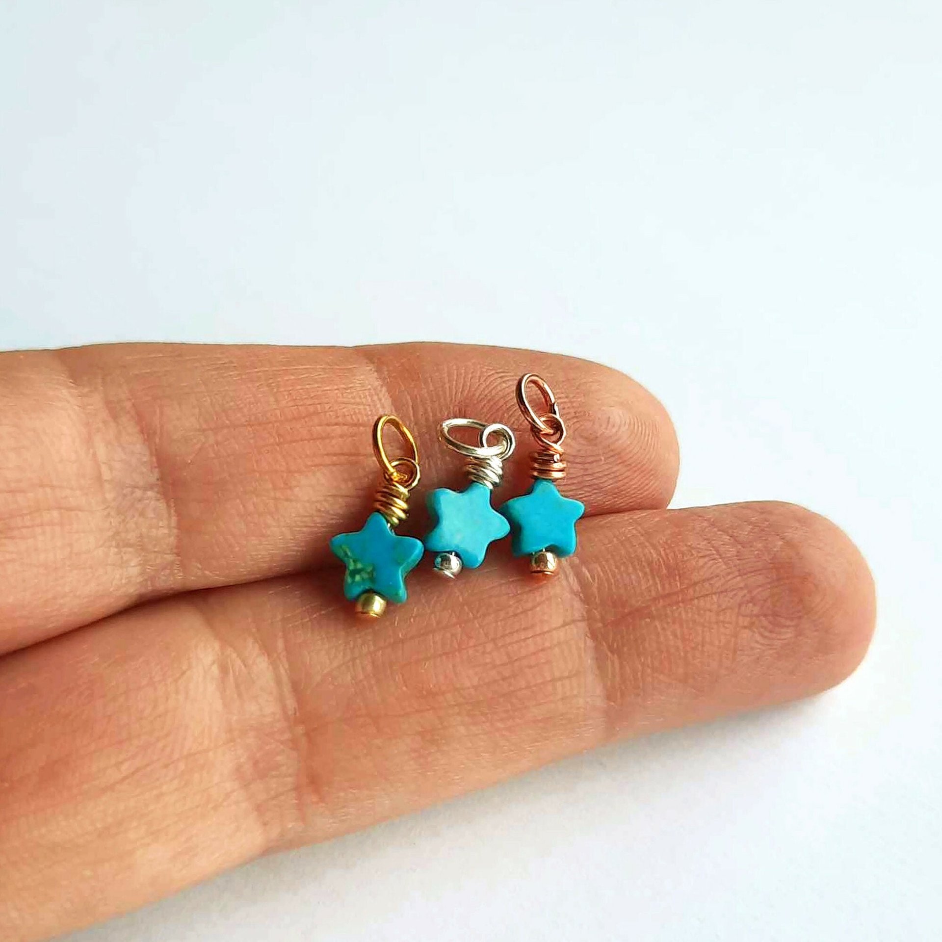 Tiny Turquoise Gemstone Star Charm ~ December Birthstone