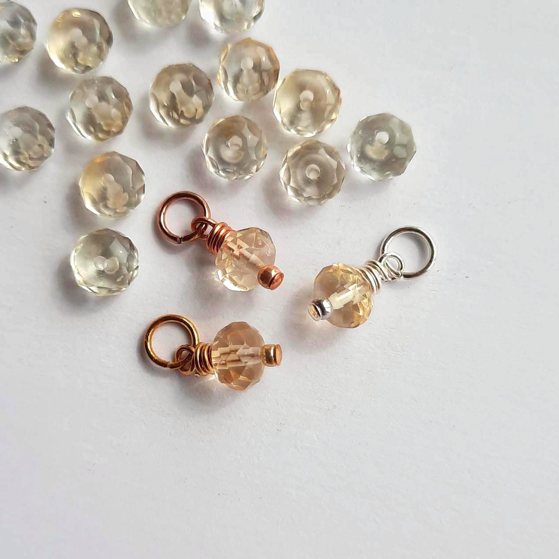 Pale Yellow Citrine Gemstone Charm ~ November Birthstone ~ Handmade by The Tiny Tree Frog Jewellery