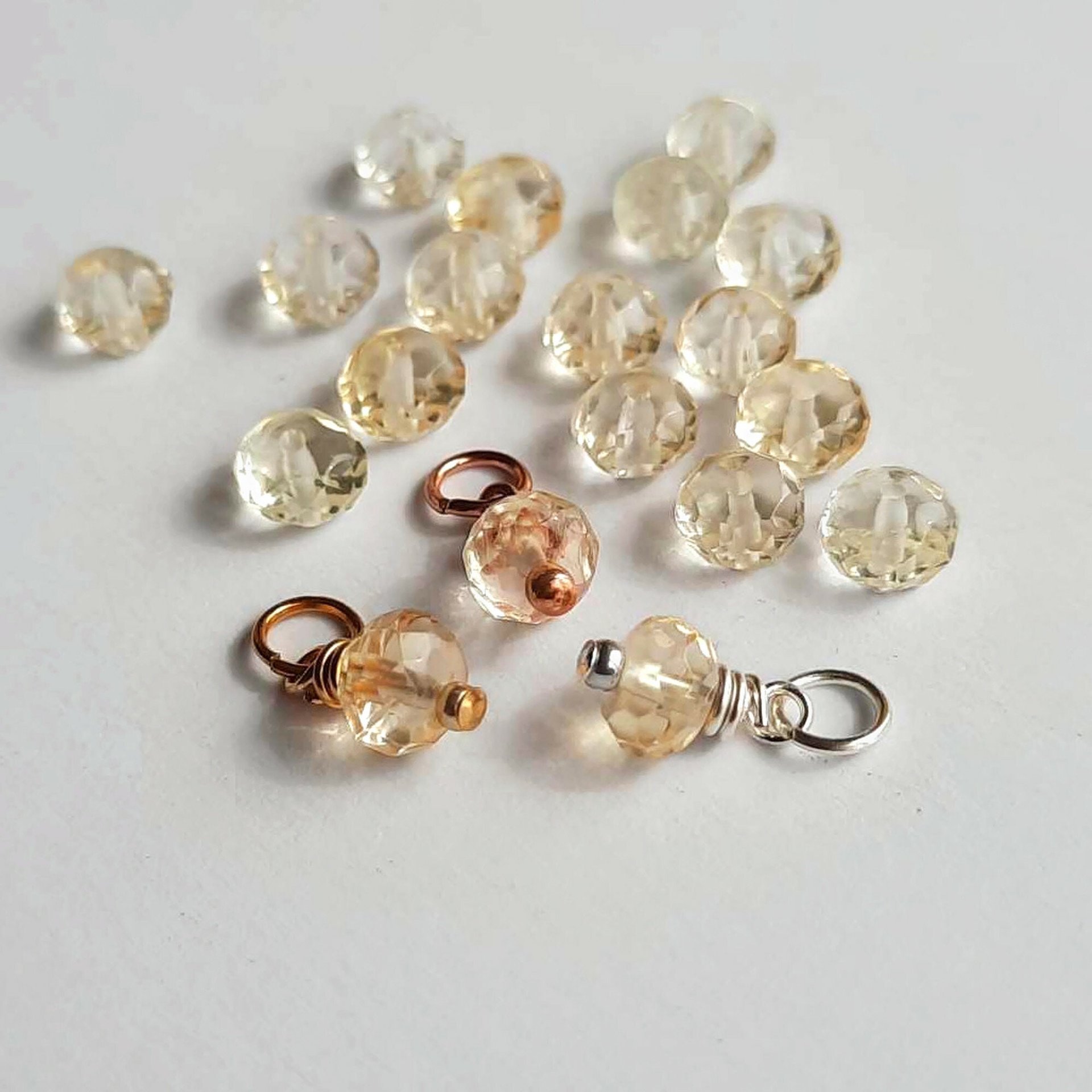 Pale Yellow Citrine Gemstone Charm ~ November Birthstone ~ Handmade by The Tiny Tree Frog Jewellery
