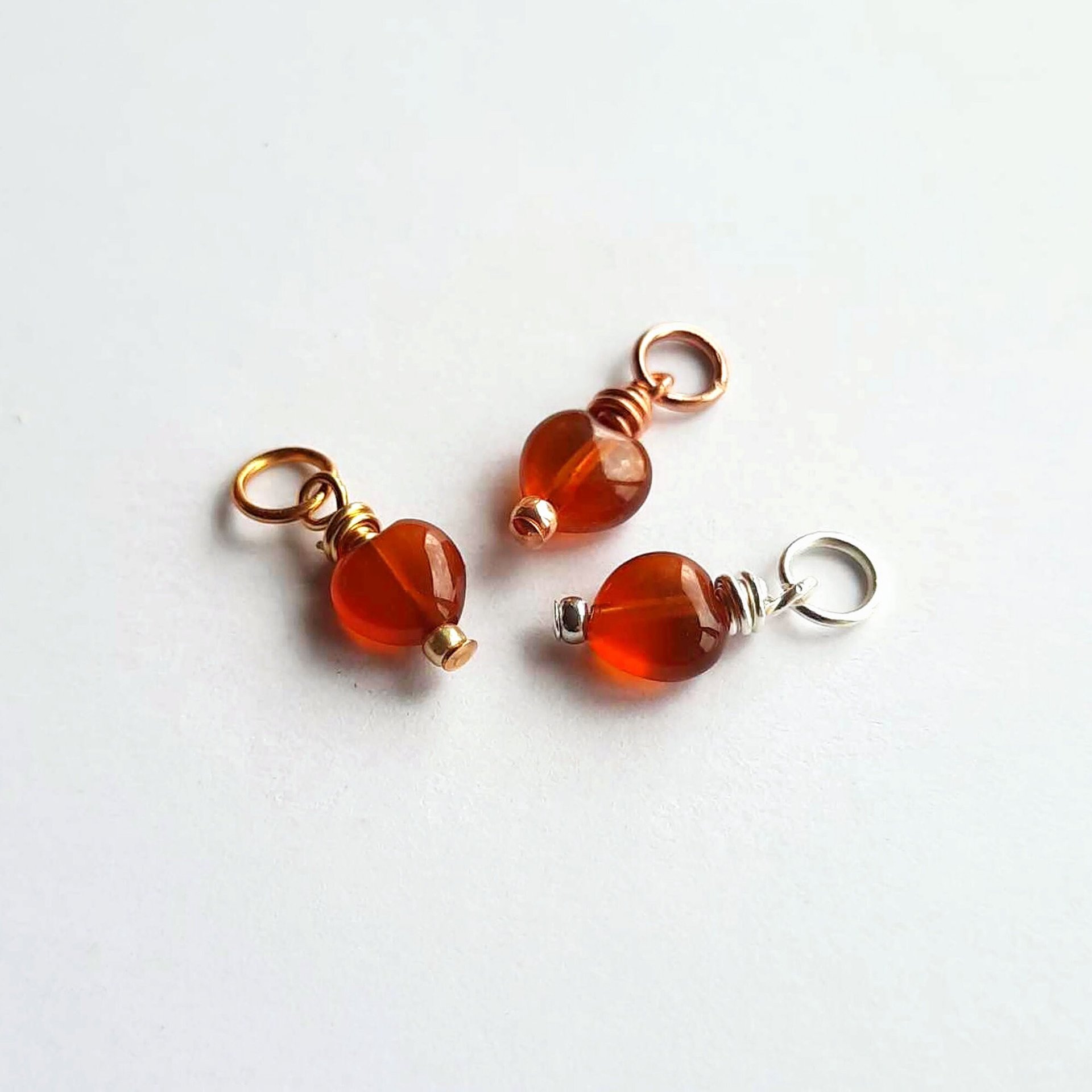 Tiny Red Carnelian Gemstone Heart Charm ~ Handmade by The Tiny Tree Frog Jewellery