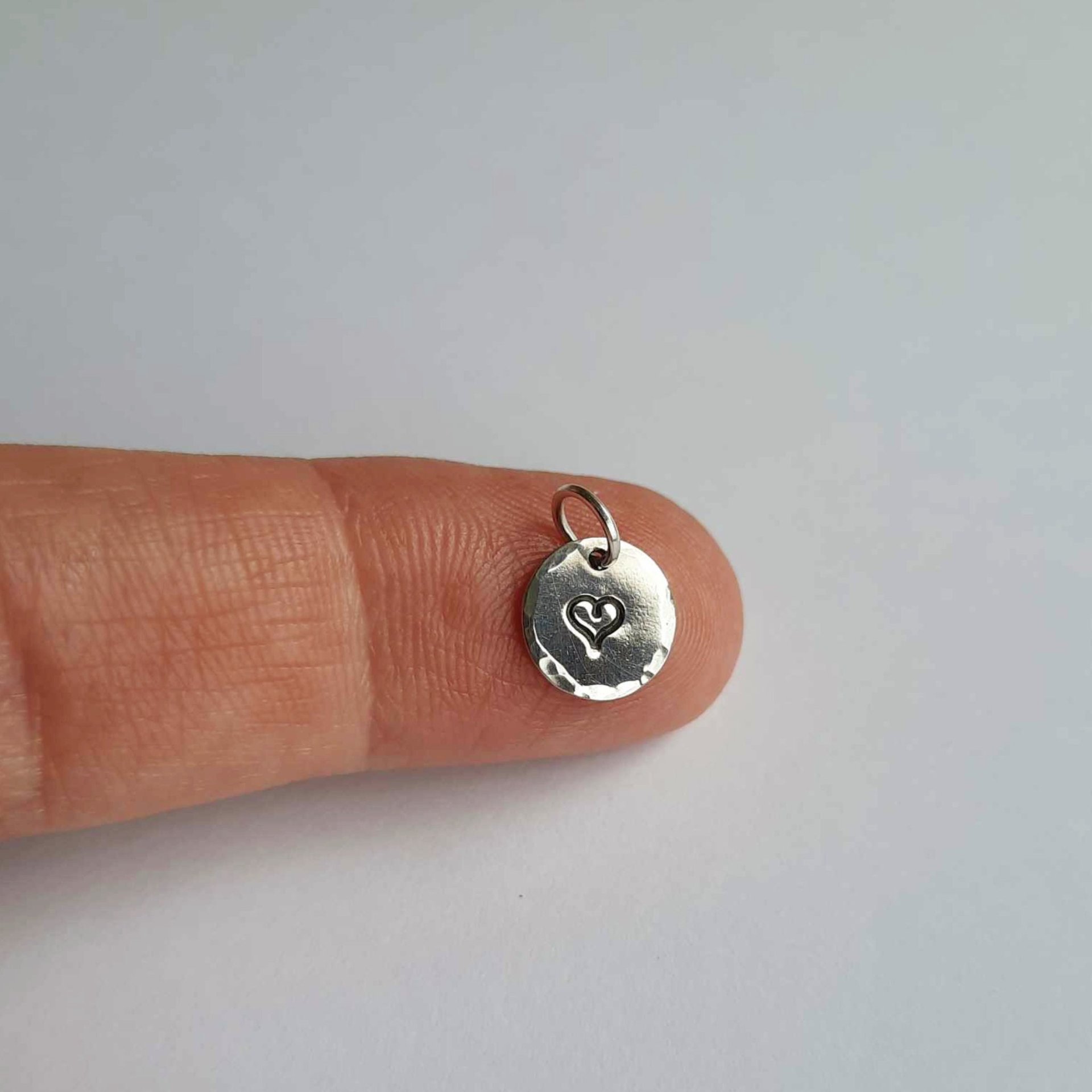Hand Stamped Sterling Silver Heart Charm ~ Handmade by The Tiny Tree Frog Jewellery