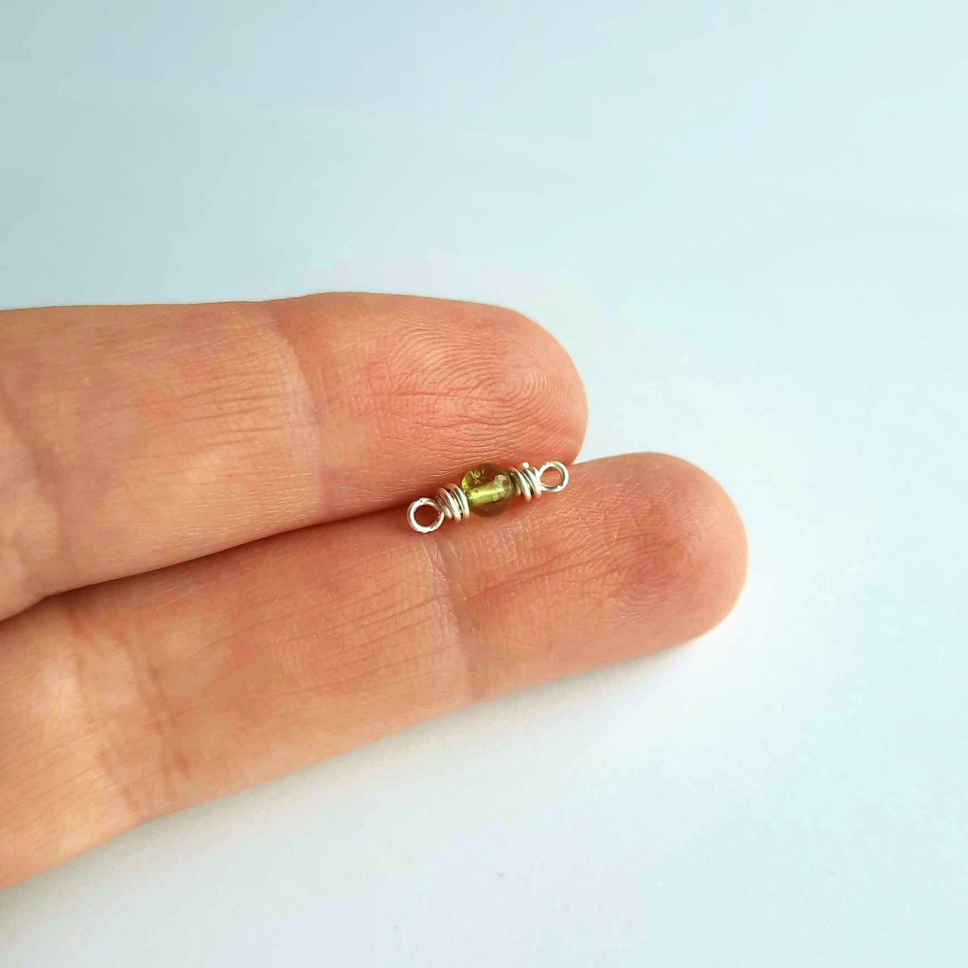 Tiny Green Peridot Gemstone Connector ~ August Birthstone ~ Handmade by The Tiny Tree Frog Jewellery