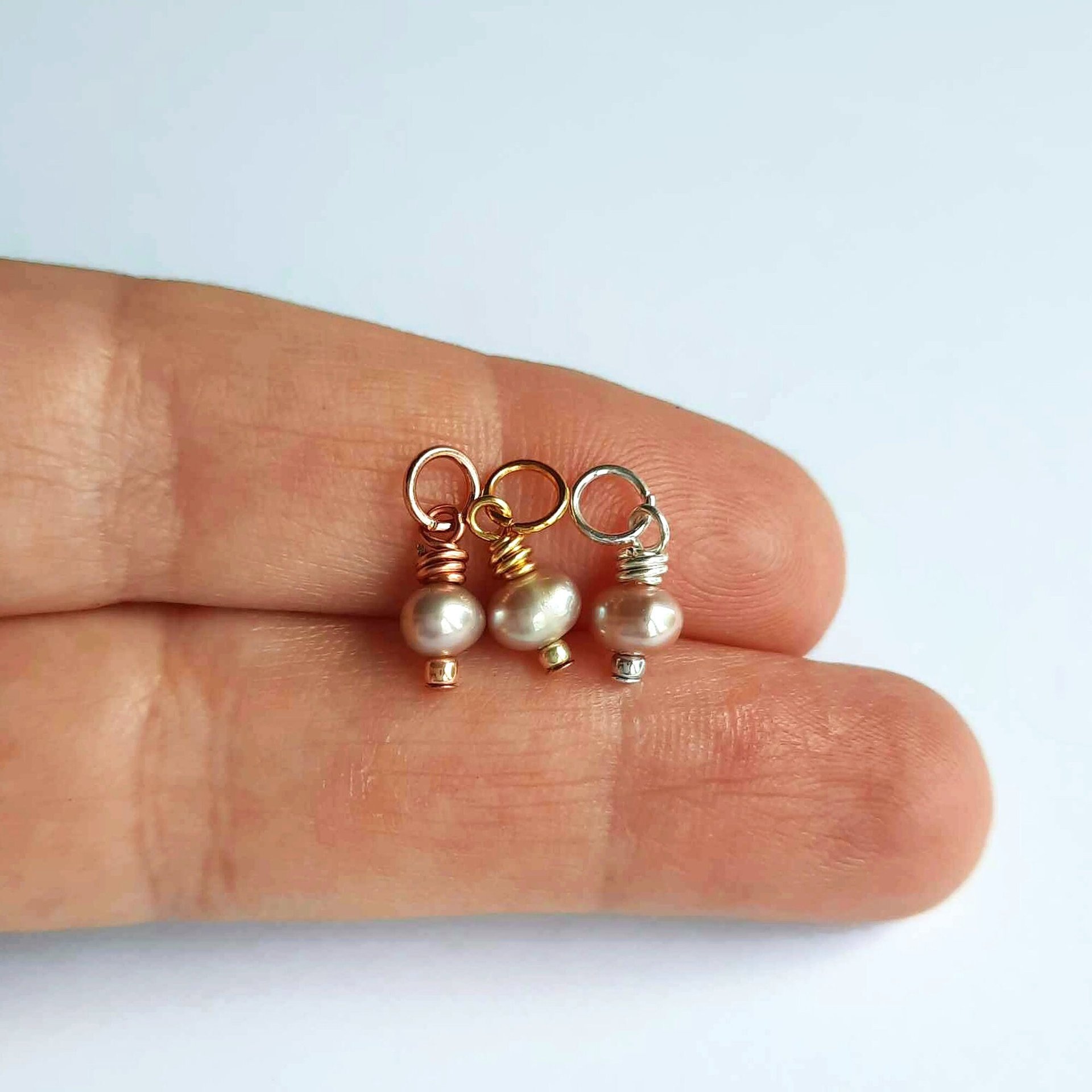 Tiny Pink Freshwater Pearl Charm ~ June Birthstone ~ Handmade by The Tiny Tree Frog Jewellery