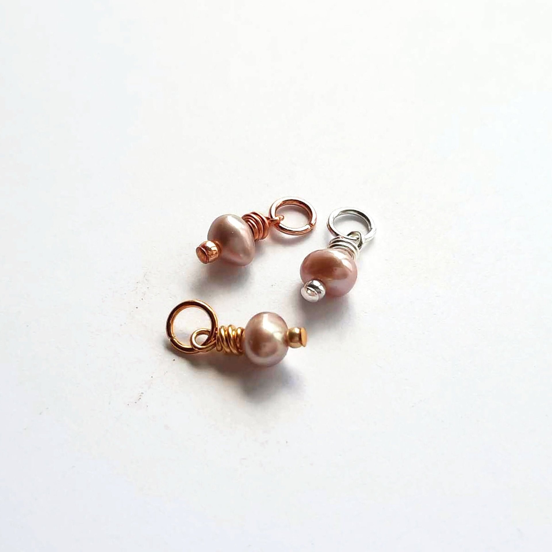 Tiny Pink Freshwater Pearl Charm ~ June Birthstone ~ Handmade by The Tiny Tree Frog Jewellery