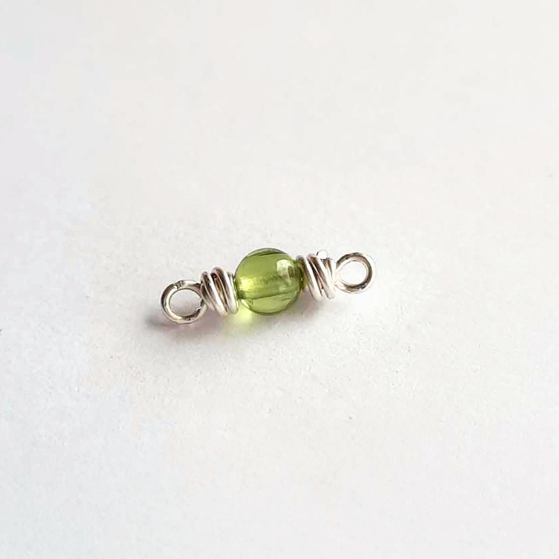 Tiny Green Peridot Gemstone Connector ~ August Birthstone ~ Handmade by The Tiny Tree Frog Jewellery
