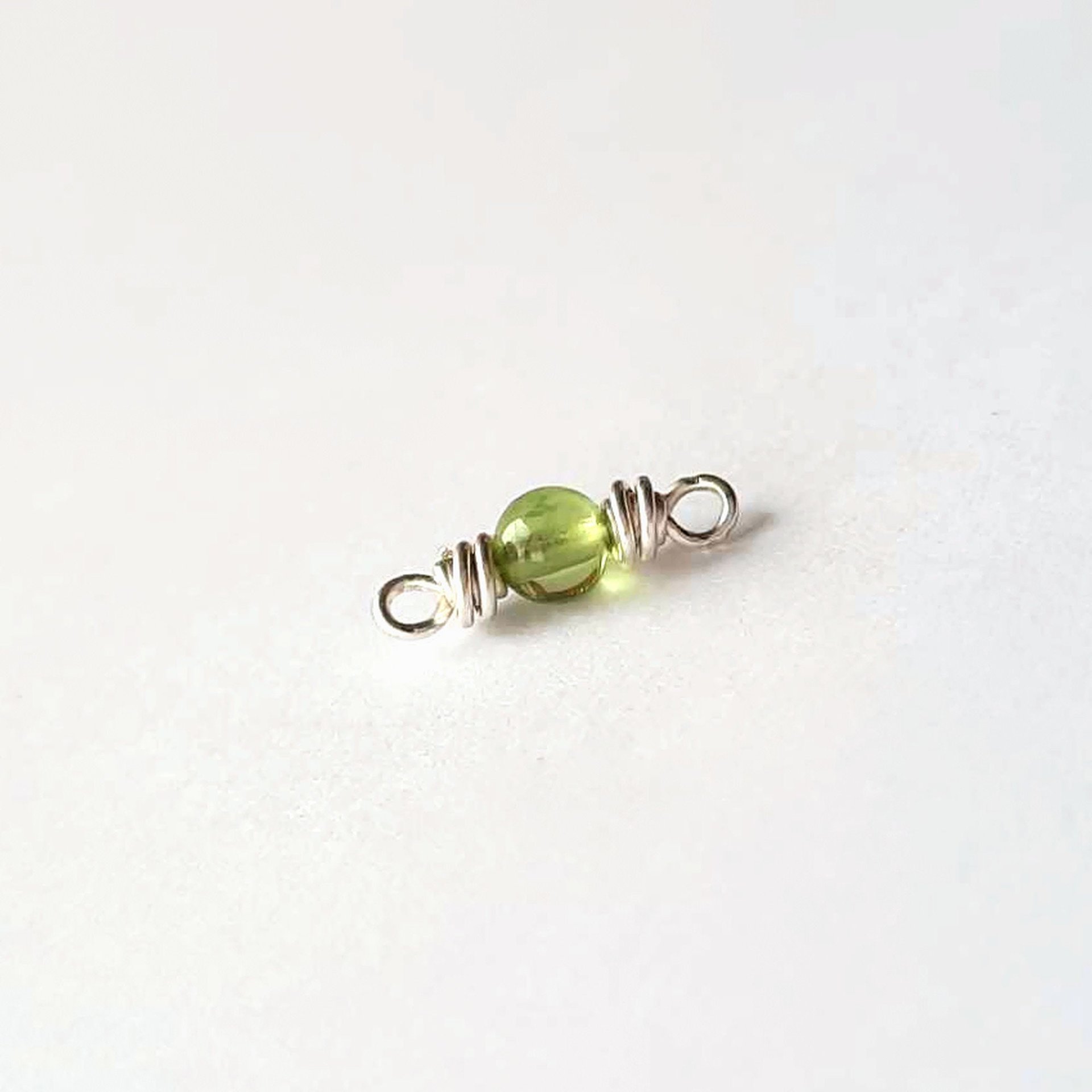 Tiny Green Peridot Gemstone Connector ~ August Birthstone ~ Handmade by The Tiny Tree Frog Jewellery