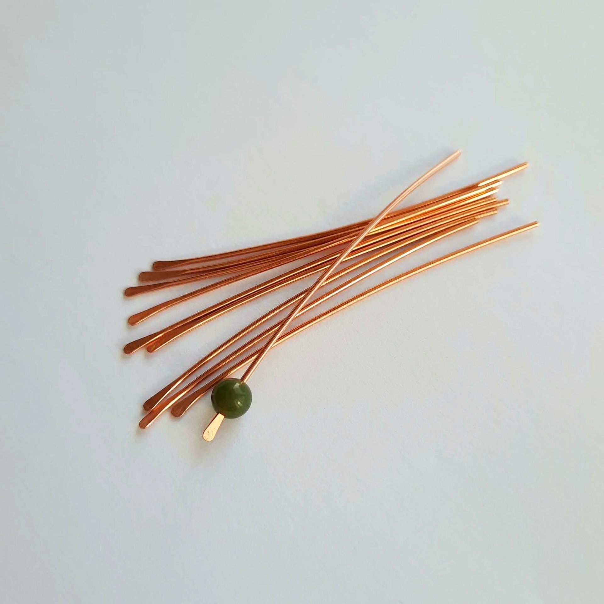 Hammered Pure Copper Paddle Head Pins ~ Set of 10 ~ Handmade by The Tiny Tree Frog Jewellery
