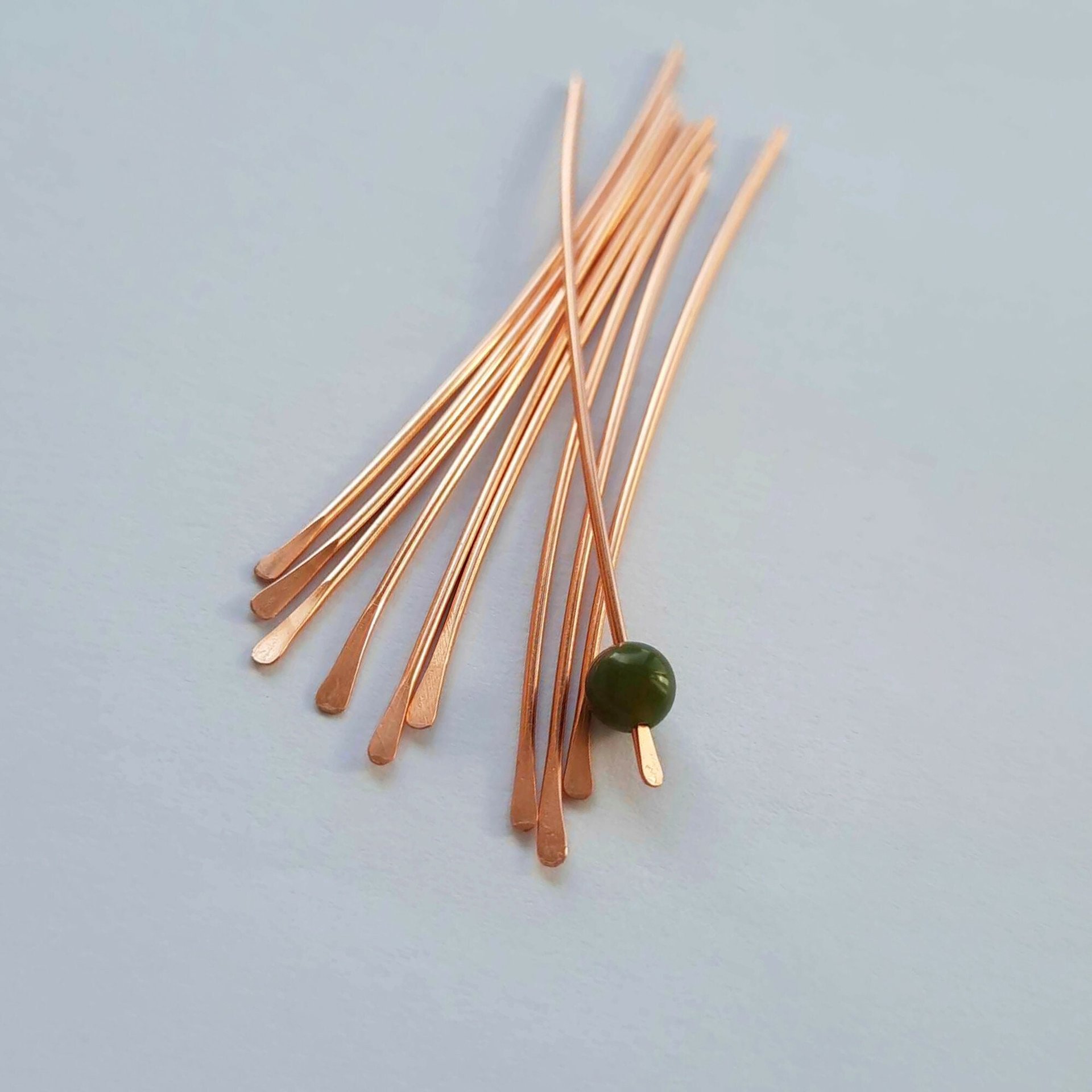 Hammered Pure Copper Paddle Head Pins ~ Set of 10 ~ Handmade by The Tiny Tree Frog Jewellery