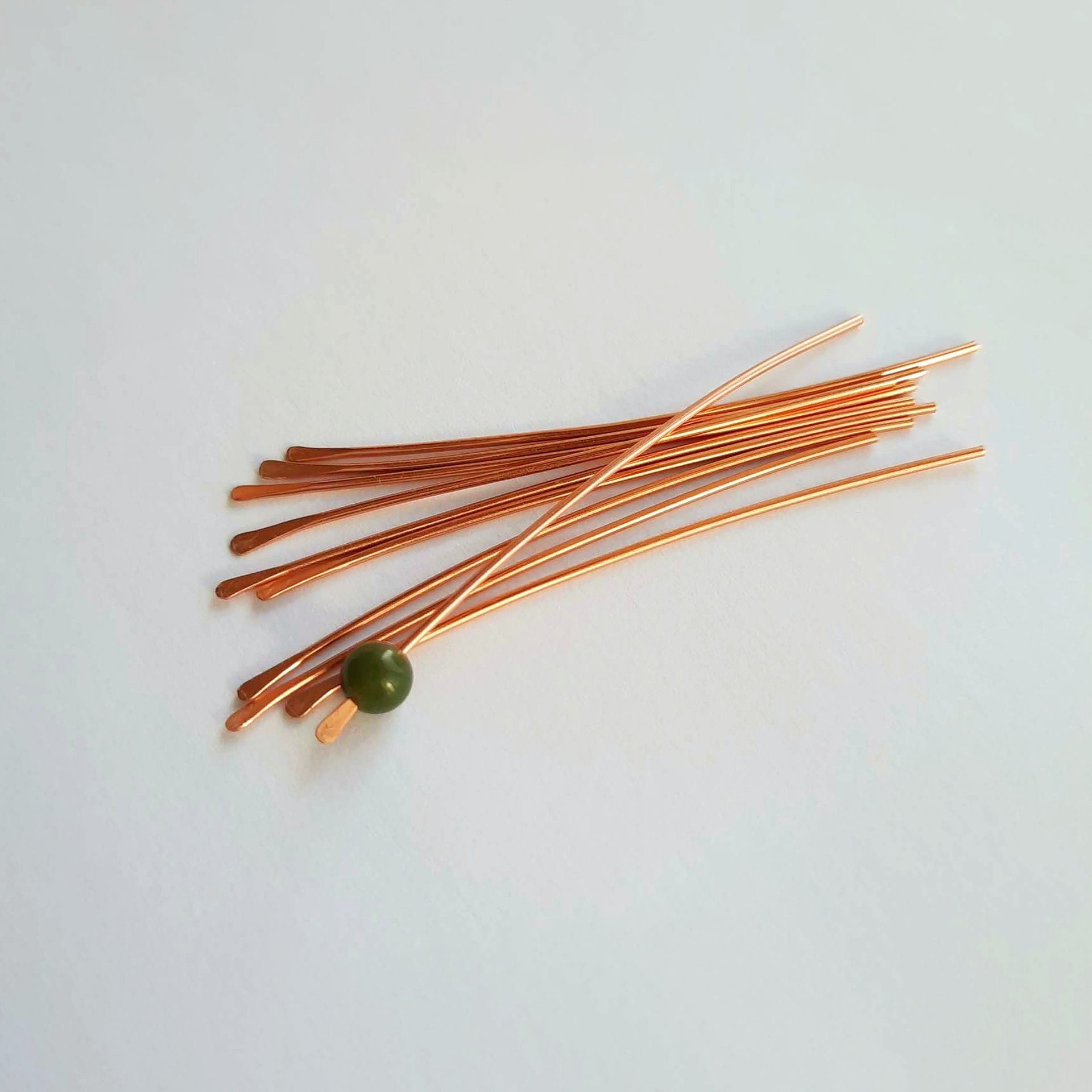 Hammered Pure Copper Paddle Head Pins ~ Set of 10 ~ Handmade by The Tiny Tree Frog Jewellery