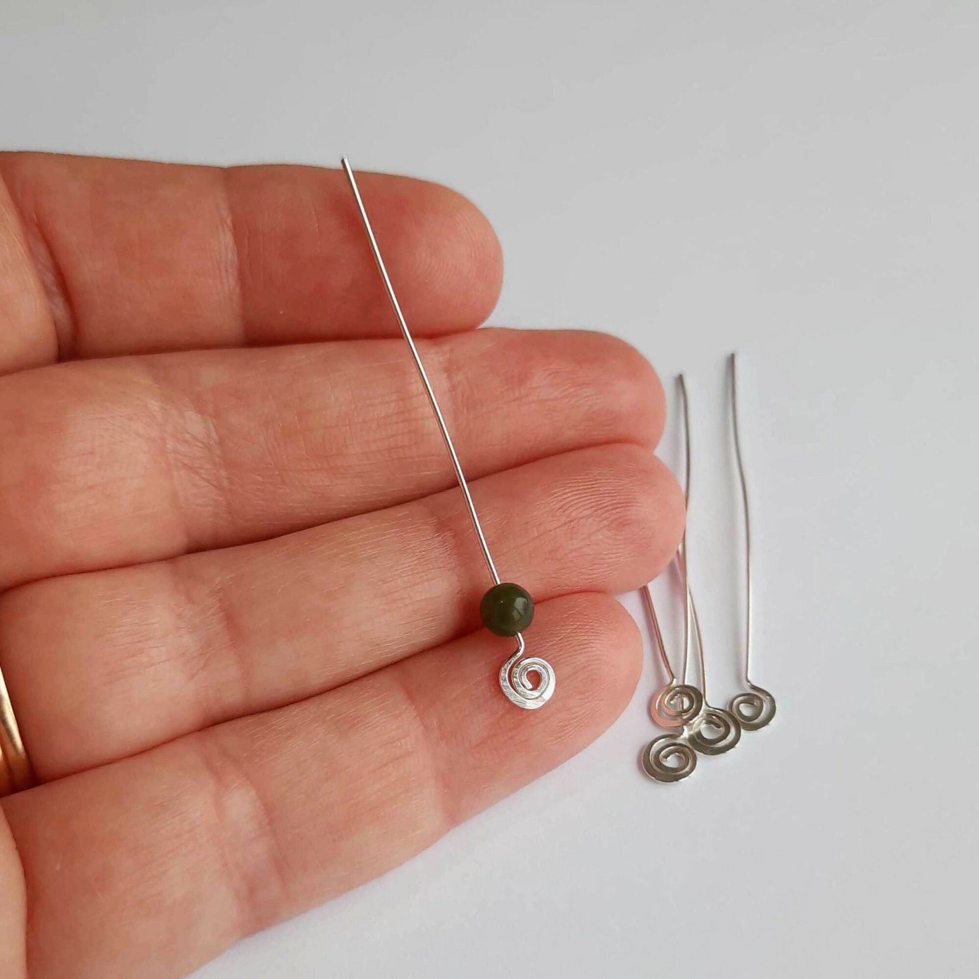 Recycled Sterling Silver Spiral End Headpins ~ Handmade by The Tiny Tree Frog Jewellery