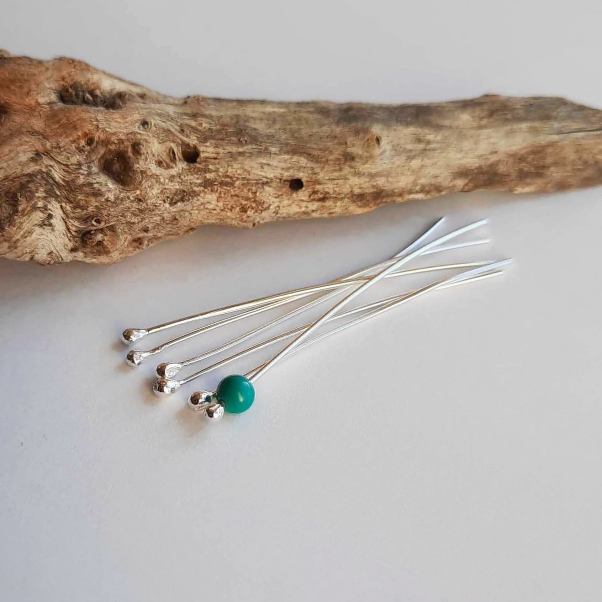 Recycled 925 Sterling Silver Ball End Headpins ~ Artisan Made by The Tiny Tree Frog Jewellery