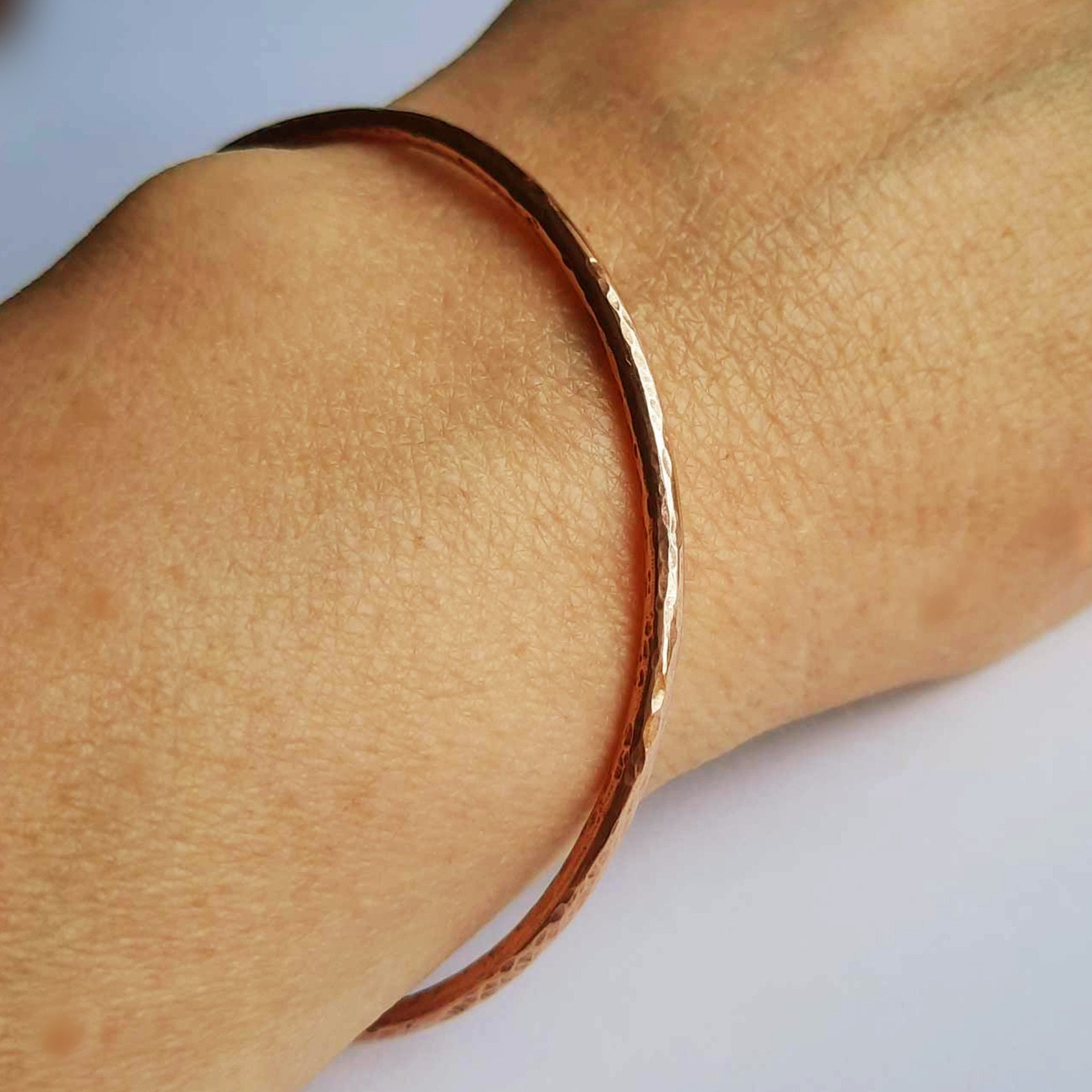 Hammer textured stacking bracelet, hand forged by The Tiny Tree Frog Jewellery