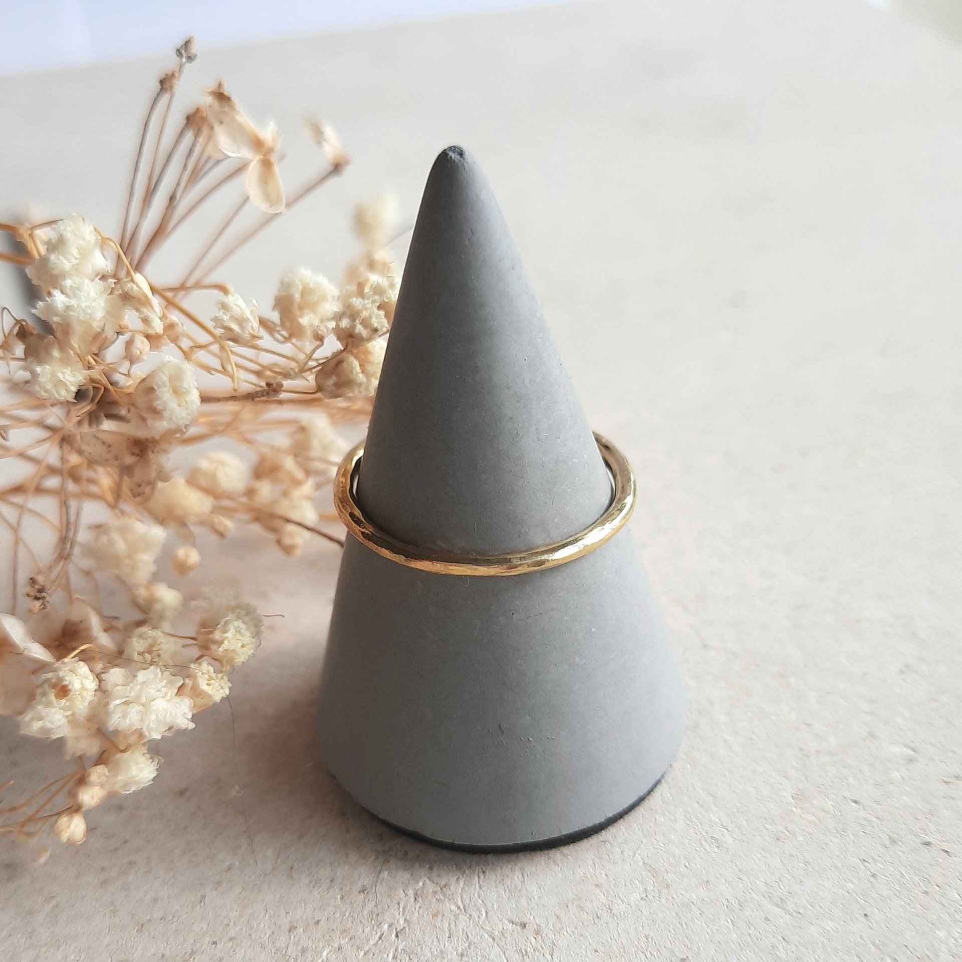 Hammered Brass Stacking Ring, Slim Gold Tone Stackable Ring, Textured Brass Stacker Ring, Boho Finger, Midi or Thumb Ring, Anniversary Gift