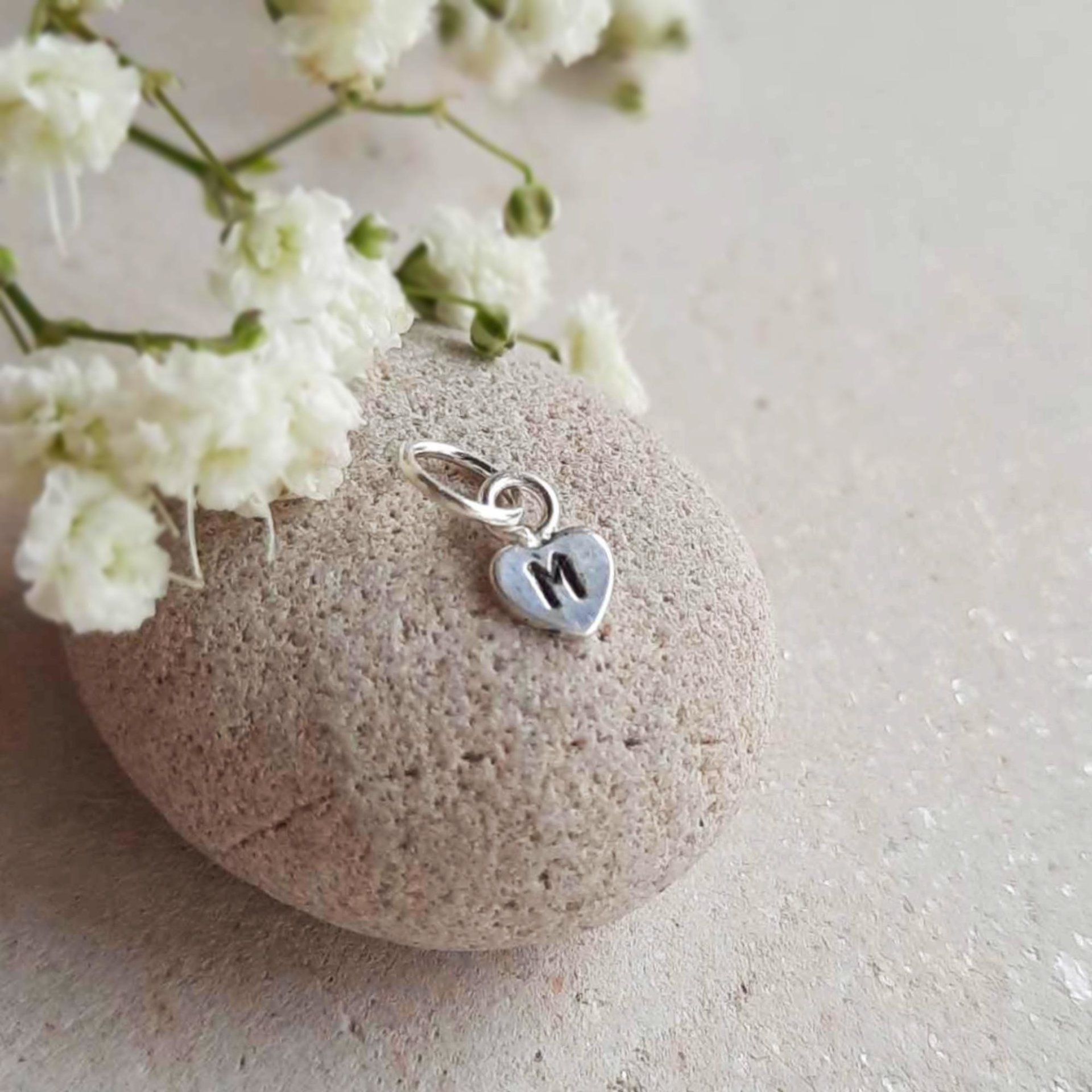 Teeny Tiny Sterling Silver Initial Charm ~ Heart Shaped Initial Letter Charm ~ 5mm Small Heart Charm - Little Add On for Necklace / Bracelet