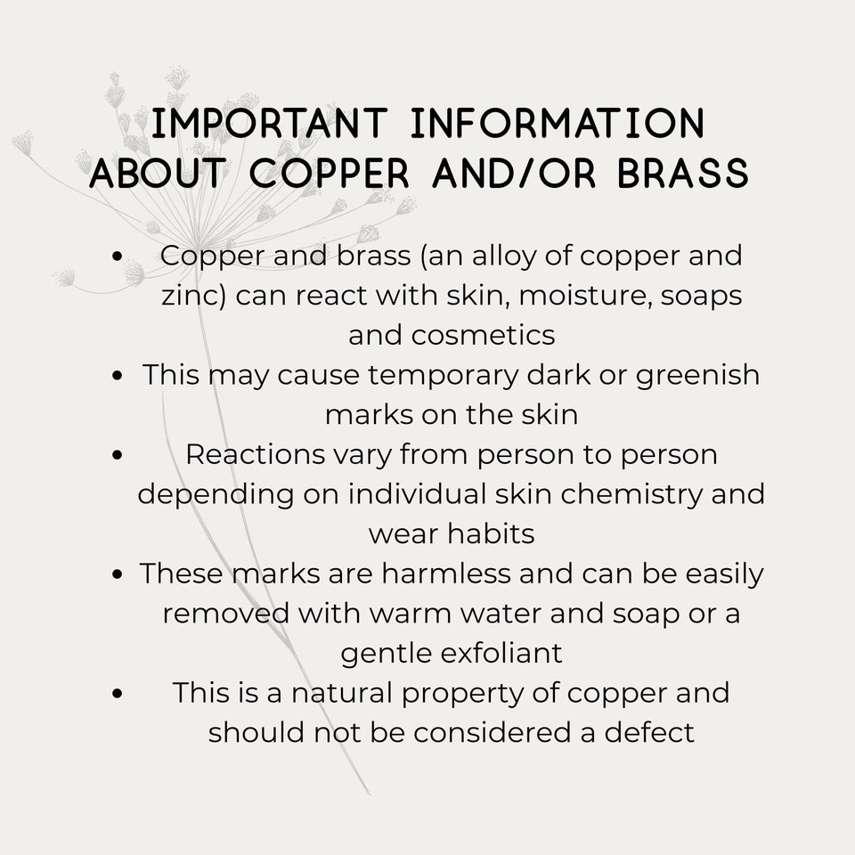 The Tiny Tree Frog Jewellery infographic about copper and/or brass jewellery
