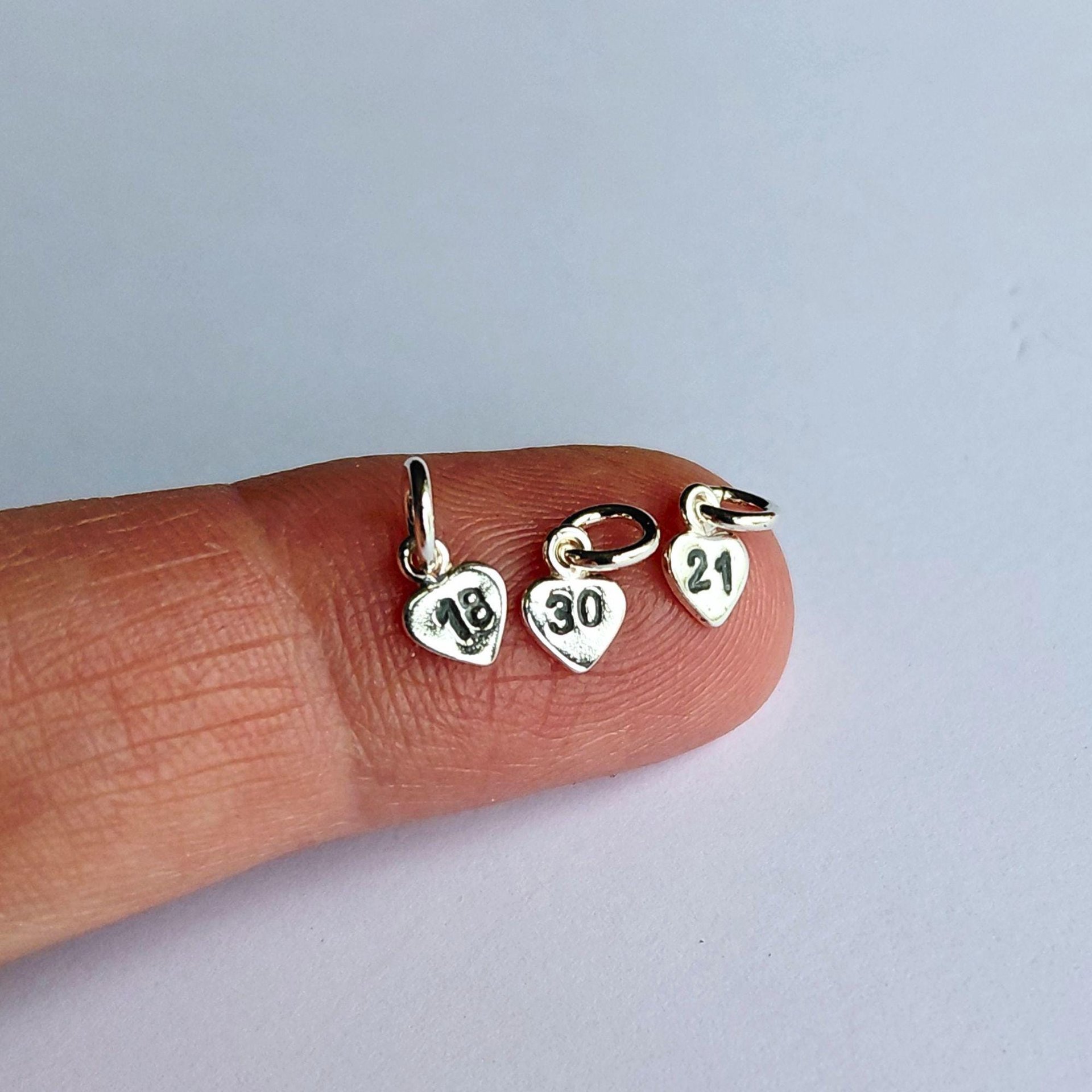 Teeny Tiny Sterling Silver Number Charm ~ Heart Shaped Milestone Charm ~ 5mm Small Heart Charm - Little Add On for Necklace / Bracelet