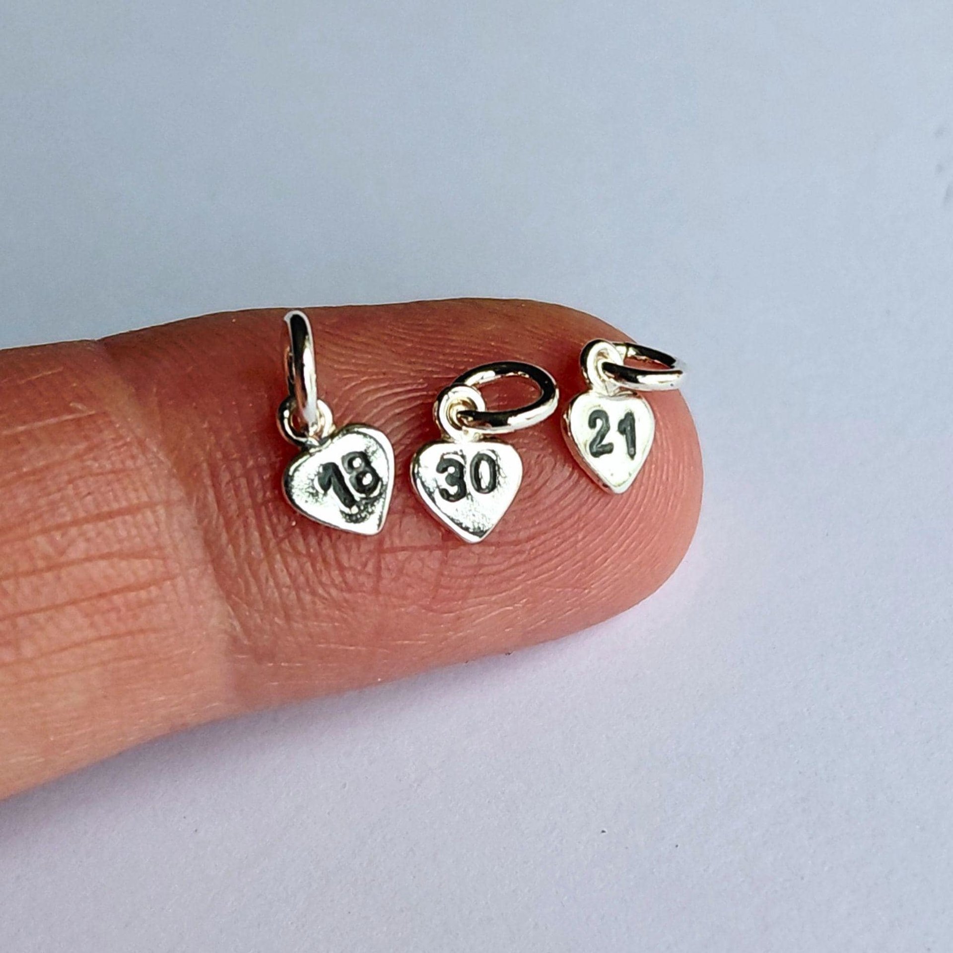 Teeny Tiny Sterling Silver Number Charm ~ Heart Shaped Milestone Charm ~ 5mm Small Heart Charm - Little Add On for Necklace / Bracelet