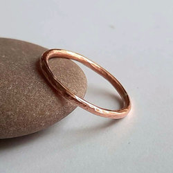 Slim Hammered Copper Stacking Ring for Finger or Thumb, Handmade by The Tiny Tree Frog Jewellery