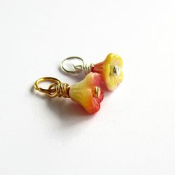 Orange and Yellow Czech Glass Flower Charm ~ Handmade by The Tiny Tree Frog Jewellery