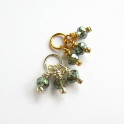 Green Czech Glass Triple Cluster Charm ~ Handmade by The Tiny Tree Frog Jewellery