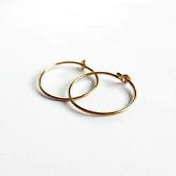 Single or Pair of 15mm 14K Gold Filled Thin Hoop Earrings ~ The Tiny Tree Frog Jewellery