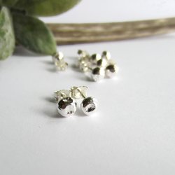 Recycled Sterling Silver Pebble or Ball Stud Earrings ~ Handmade by The Tiny Tree Frog Jewellery