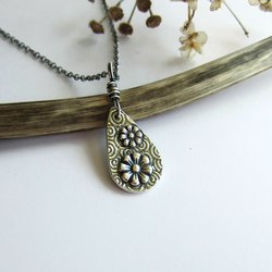 Oxidised Fine Silver Daisy Necklace - April Birth Flower ~ Handmade by The Tiny Tree Frog Jewellery