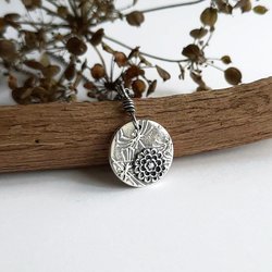 Oxidised Fine Silver Flower Necklace ~ Circular ~ Handmade by The Tiny Tree Frog Jewellery