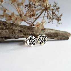 Oxidised Fine Silver and Sterling Silver Starfish Stud Earrings ~ The Tiny Tree Frog Jewellery