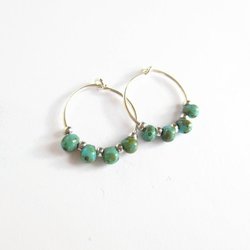 Turquoise Blue Czech Glass Beaded Silver Hoop Earrings ~ 925 Sterling Silver ~ Handmade by The Tiny Tree Frog Jewellery