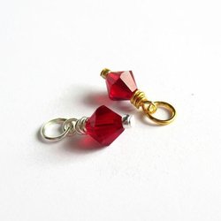 Siam Red Crystal Charm  ~ Handmade by The Tiny Tree Frog Jewellery