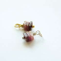 Rustic Pink Tourmaline Gemstone Stack Charm ~ October Birthstone  ~ Handmade by The Tiny Tree Frog Jewellery