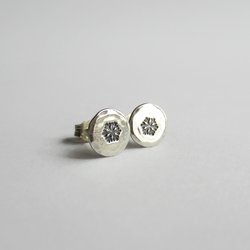 Hand Stamped Sterling Silver Snowflake Stud Earrings ~ Handmade by The Tiny Tree Frog Jewellery