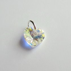 Small Clear AB Crystal Heart Charm ~ Handmade by The Tiny Tree Frog Jewellery