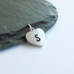 Initial Hand Stamped Initial Letter Heart Charm ~ Handmade by The Tiny Tree Frog Jewellery