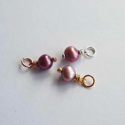 Purple Freshwater Pearl Charm ~ June Birthstone ~ Handmade by The Tiny Tree Frog Jewellery