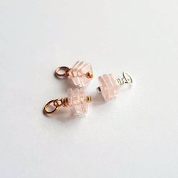 Rose Quartz Square Triple Stack Charm ~ Handmade by The Tiny Tree Frog Jewellery