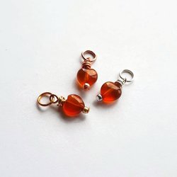 Tiny Red Carnelian Gemstone Heart Charm ~ Handmade by The Tiny Tree Frog Jewellery