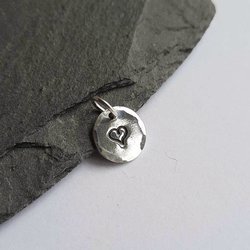 Hand Stamped Sterling Silver Heart Charm ~ Handmade by The Tiny Tree Frog Jewellery