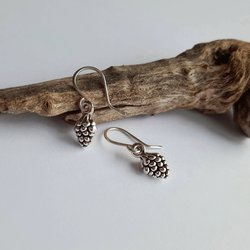 Silver pine cone drop earrings on handmade recycled 925 sterling silver ear wires by The Tiny Tree Frog Jewellery