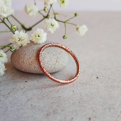 Hammered sparkle texture copper stacking ring, hand crafted by The Tiny Tree Frog Jewellery